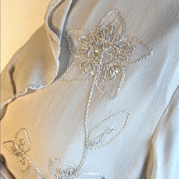 NWOT Silkland Women Elegant Cream Boho Embellished Women's Top - Picture 5 of 7